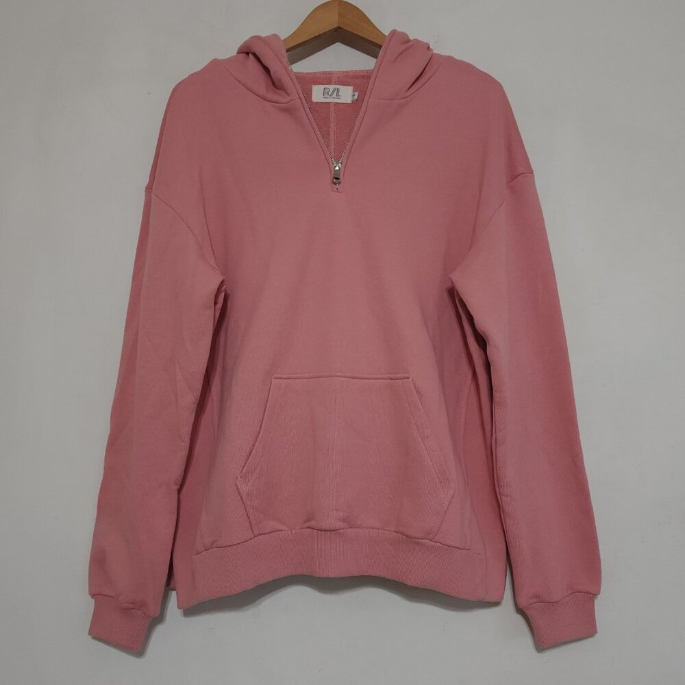 Richie Le Collection Hoodie Half Zip Sweatshirt Pullover Large R/L Pink
